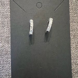 Swarovski semi hoop, silver, white crystal earrings